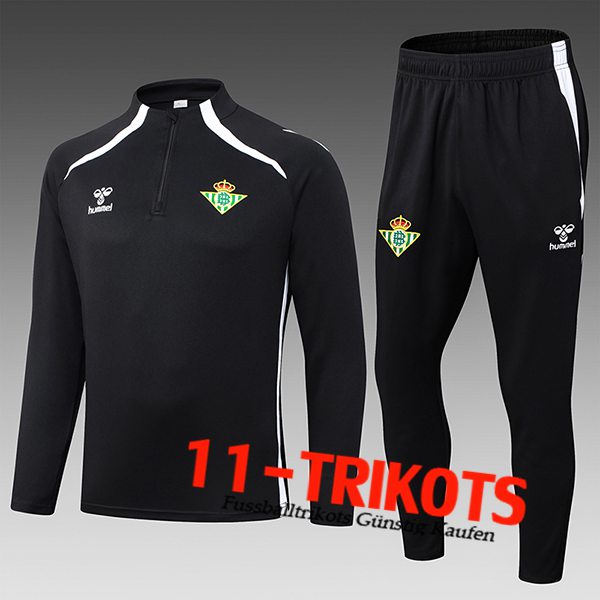 Real Betis Trainingsanzug Kinder Schwarz/Weiß 2025/2026 Real Betis Trainingsanzug Kinder Schwarz/Weiß 2025/2026