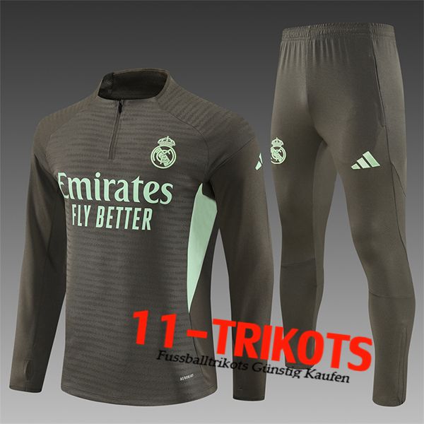 Real Madrid Trainingsanzug Kinder Braun/Grün 2025/2026 Real Madrid Trainingsanzug Kinder Braun/Grün 2025/2026