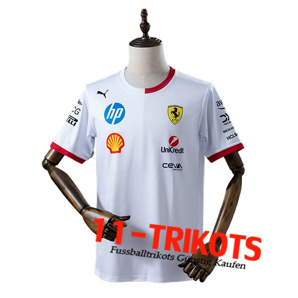 T-Shirt Scuderia Ferrari Team Weiß 2025 T-Shirt Scuderia Ferrari Team Weiß 2025