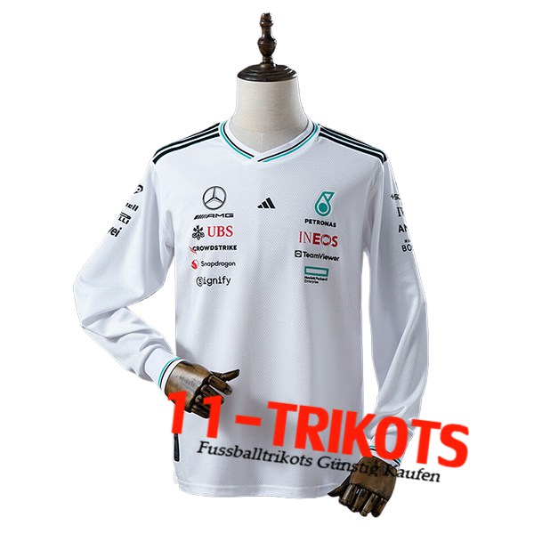 Langarm F1 Mercedes Benz Team Weiß/Schwarz 2025 Langarm F1 Mercedes Benz Team Weiß/Schwarz 2025