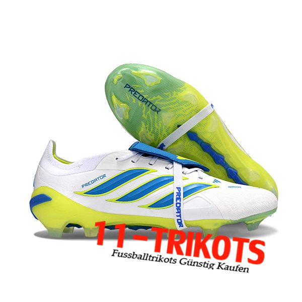 Adidas Fussballschuhe 26 Predator Elite Tongue FG Weiß/Grün/Blau