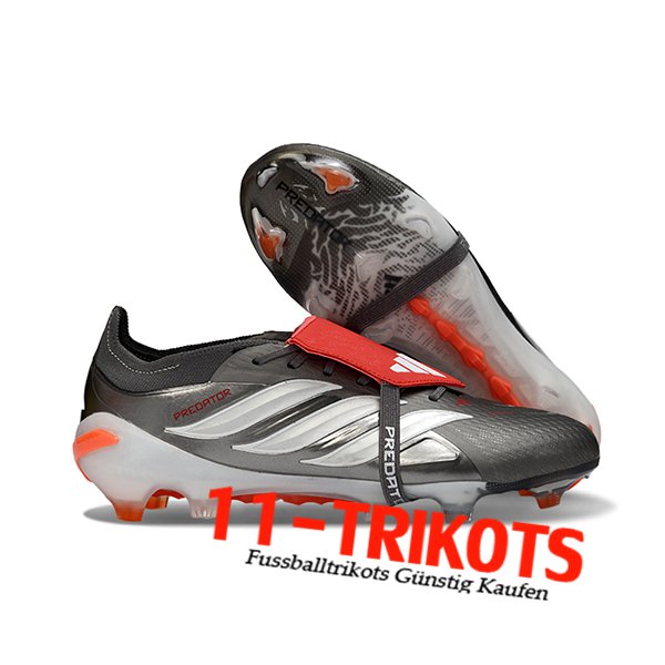 Adidas Fussballschuhe 26 Predator Elite Tongue FG Grau/Weiß/Orange