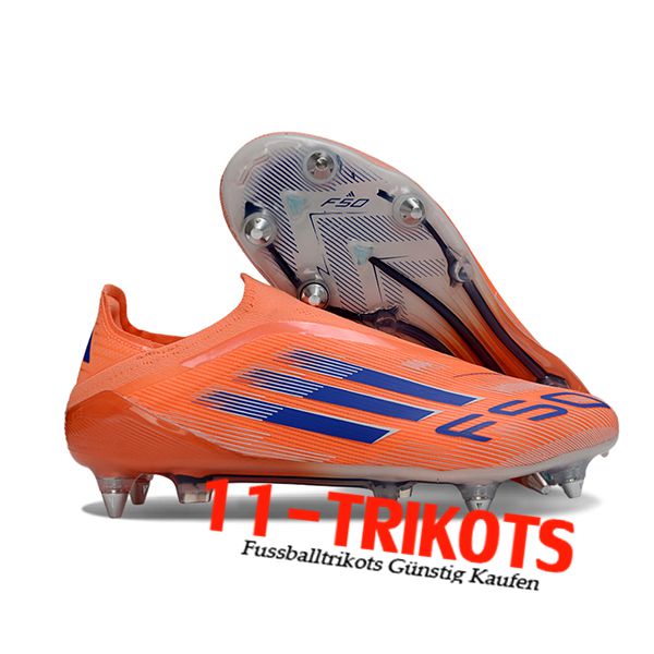 Adidas Fussballschuhe F50 Elite Laceless SG Orange/Blau -03