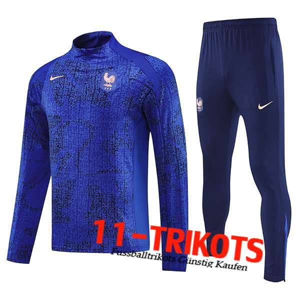 Frankreich Trainingsanzug Blau/Schwarz 2025/2026 Frankreich Trainingsanzug Blau/Schwarz 2025/2026