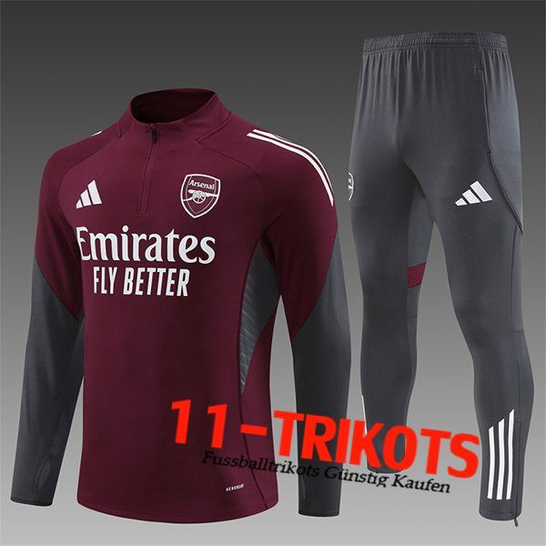 Arsenal Trainingsanzug Kinder Rot/Grau 2025/2026 Arsenal Trainingsanzug Kinder Rot/Grau 2025/2026