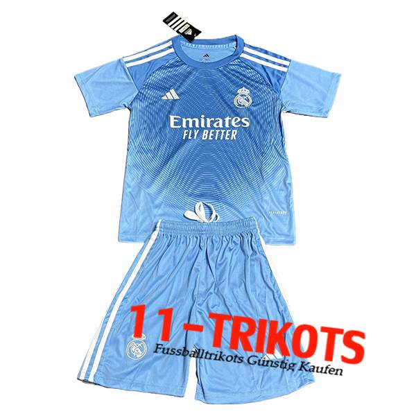 Real Madrid Fussball Trikots Kinder Torhuter Hellblau 2025/2026