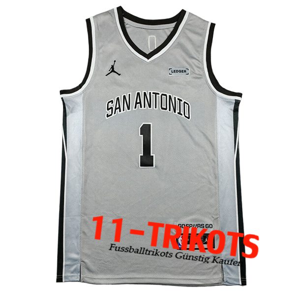 San Antonio Spurs Trikot (WEMBANYAMA #1) 2025/26 Grau/Schwarz San Antonio Spurs Trikot (WEMBANYAMA #1) 2025/26 Grau/Schwarz