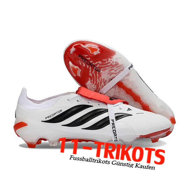 Adidas Fussballschuhe 26 Predator Elite Tongue FG Weiß/Schwarz/Orange