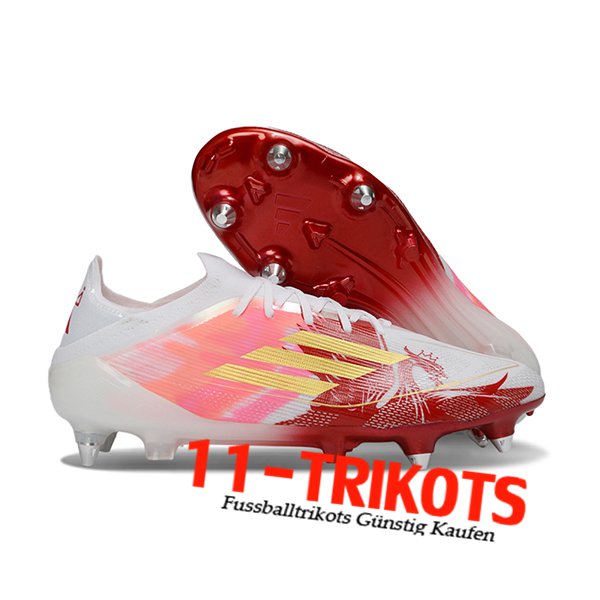 Adidas Fussballschuhe F50 Elite Laceless SG Weiß/Rosa/Rot Adidas Fussballschuhe F50 Elite Laceless SG Weiß/Rosa/Rot