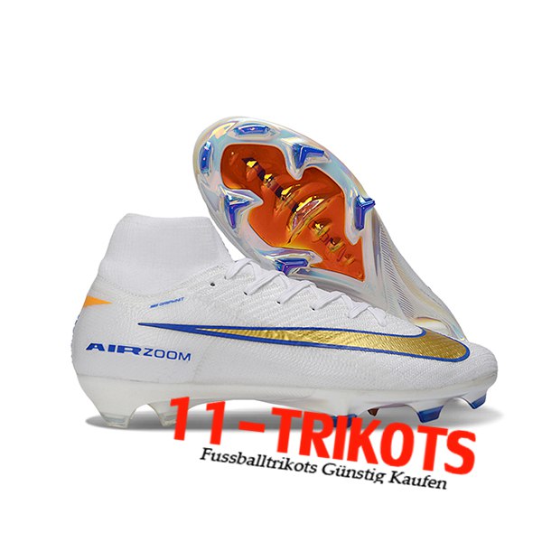 Nike Fussballschuhe Air Zoom Mercurial Superfly IIX Elite FG Weiß/Blau/Gelb Nike Fussballschuhe Air Zoom Mercurial Superfly IIX Elite FG Weiß/Blau/Gelb