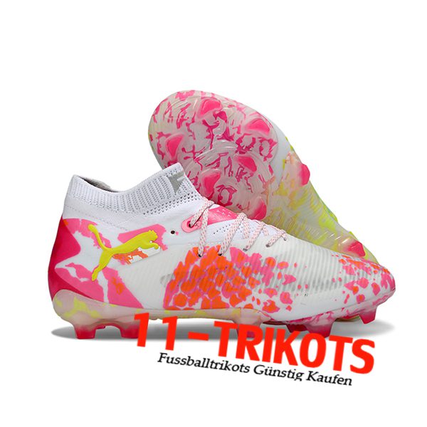 PUMA Fussballschuhe FUTURE 8 ULTIMATE FG/AG Weiß/Rosa/Gelb -02