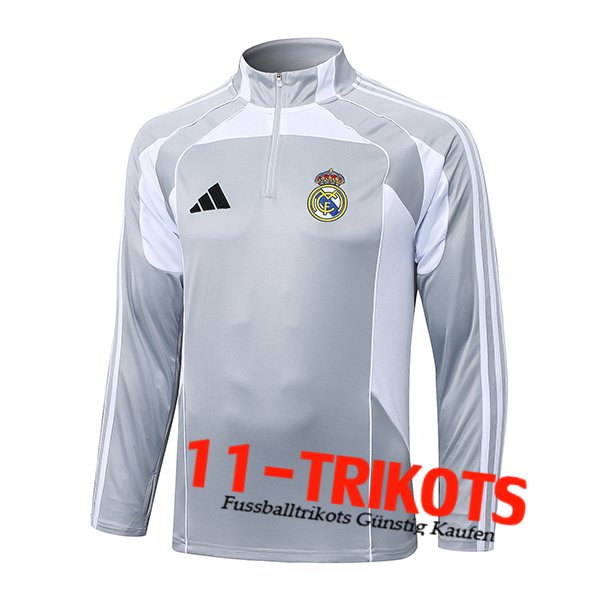 Real Madrid Training Sweatshirt Grau/Weiß 2025/2026