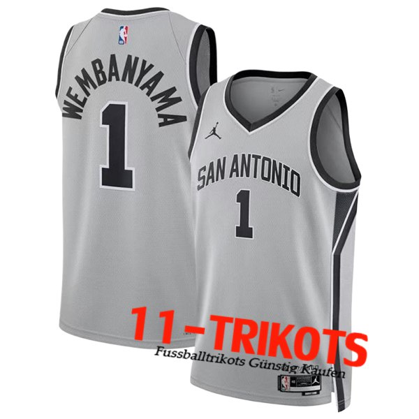 San Antonio Spurs (WEMBANYAMA #1) 2025/26 Grau/Schwarz -02 San Antonio Spurs (WEMBANYAMA #1) 2025/26 Grau/Schwarz -02