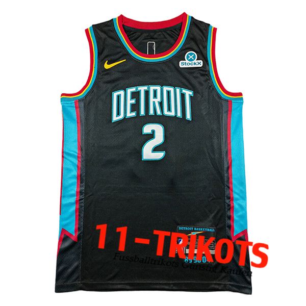 Detroit Pistons (CUNNINGHAM #2) 2025/26 Schwarz/Blau/Rot