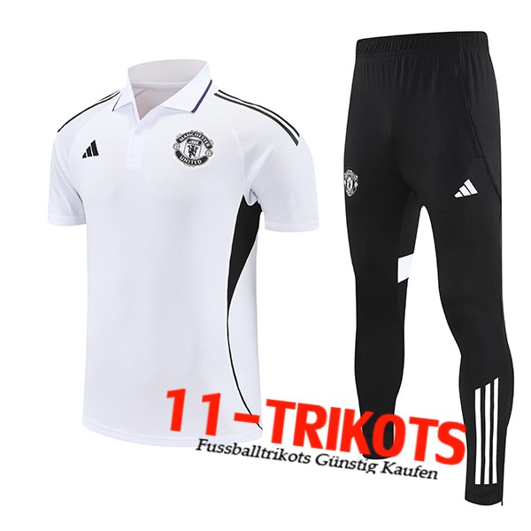 Manchester United Polo Shirt Wit/Zwart 2025/2026