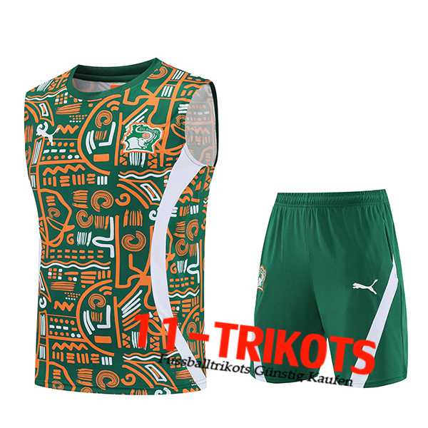 Ivoorkust Tanktoppakken Oranje/Groente 2025/2026 Ivoorkust Tanktoppakken Oranje/Groente 2025/2026