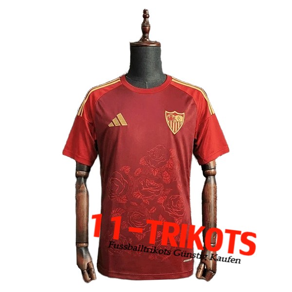 Sevilla FC Training T-Shirt Rood/Geel 2025/2026 Sevilla FC Training T-Shirt Rood/Geel 2025/2026