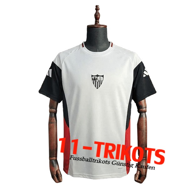 Sevilla FC Training T-Shirt Wit/Rood/Zwart 2025/2026 Sevilla FC Training T-Shirt Wit/Rood/Zwart 2025/2026