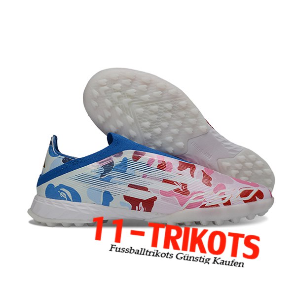 Adidas Voetbalschoenen F50 Pro Laceless TF Wit/Blauw/Roos