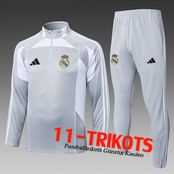 Real Madrid Trainingspak Kinderen Grijs/Wit 2025/2026