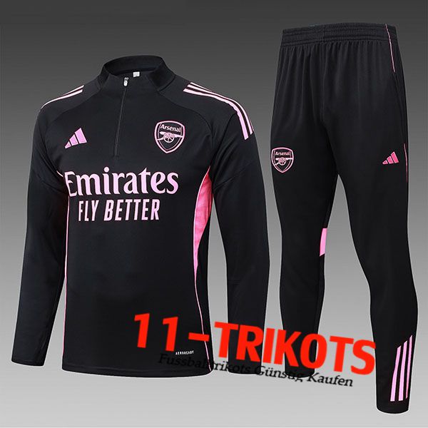 Arsenal Trainingspak Kinderen Zwart/Roos 2025/2026 Arsenal Trainingspak Kinderen Zwart/Roos 2025/2026