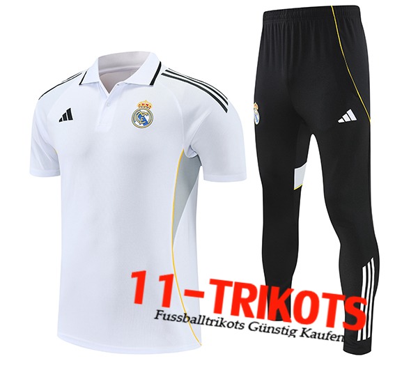 Real Madrid Poloshirt Weiß/Schwarz/Grau 2025/2026