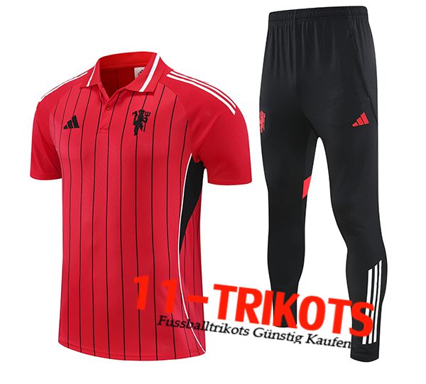 Manchester United Poloshirt Rot/Schwarz 2025/2026