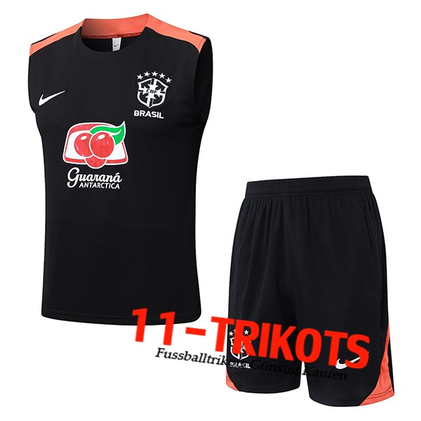 Brasilien Trainings-Tanktops Schwarz/Orange 2025/2026