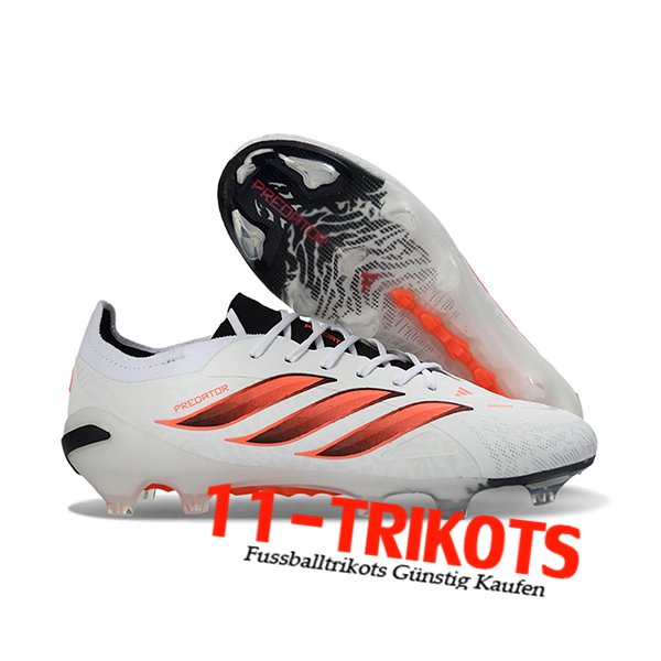 Adidas Fussballschuhe 26 Predator Elite Tongue FG Weiß/Orange/Schwarz