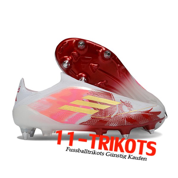 Adidas Fussballschuhe F50 Elite Laceless SG Weiß/Rot/Rosa Adidas Fussballschuhe F50 Elite Laceless SG Weiß/Rot/Rosa