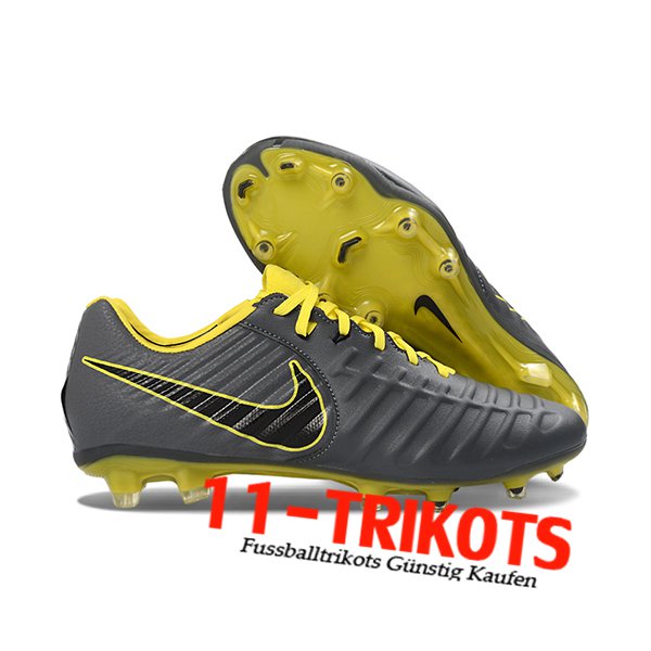 Nike Fussballschuhe Tiempo Legend VII Elite LUXE FG Grau/Schwarz/Gelb Nike Fussballschuhe Tiempo Legend VII Elite LUXE FG Grau/Schwarz/Gelb