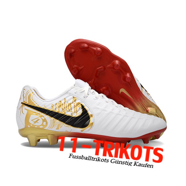 Nike Fussballschuhe Tiempo Legend VII Elite LUXE FG Weiß/Rot/Schwarz/Gelb