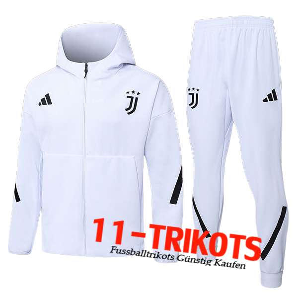 Juventus Trainingsanzug Mit Kapuze Trainingsjacke Windbreaker Weiß/Schwarz 2025/2026
