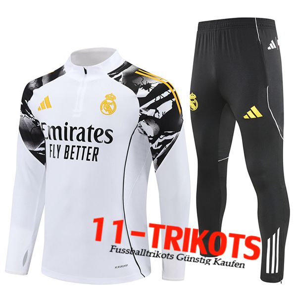 Real Madrid Trainingsanzug Weiß/Schwarz/Gelb 2025/2026 -02