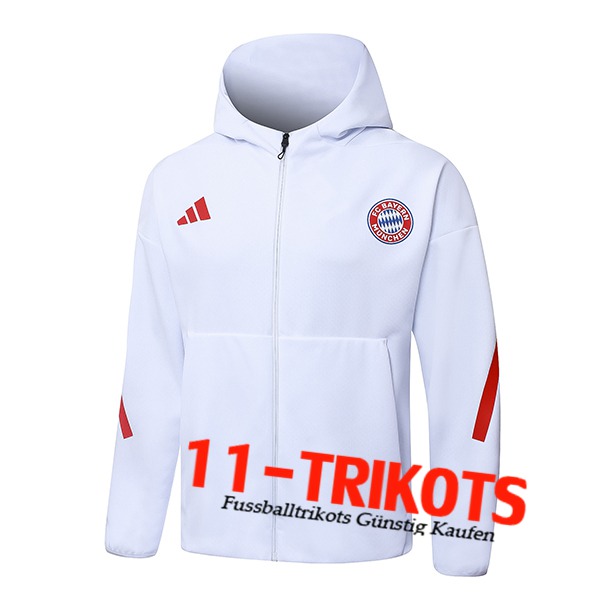 Bayern Munchen Trainingsjacke Mit Kapuze Weiß/Rot 2025/2026 Bayern Munchen Trainingsjacke Mit Kapuze Weiß/Rot 2025/2026