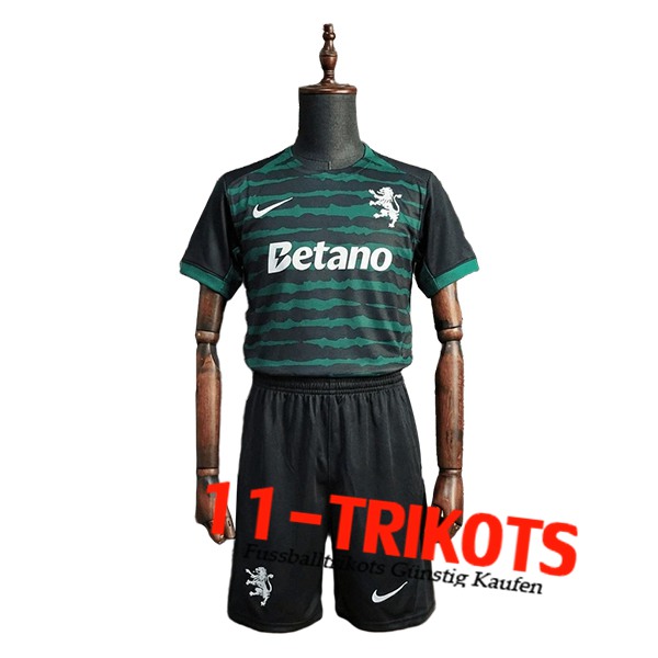 Sporting Fussball Trikots Kinder Christmas Edition Grün/Schwarz 2025/2026
