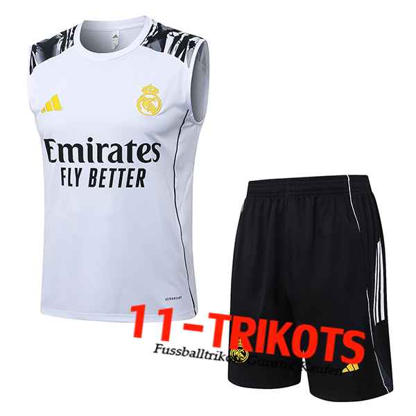 Real Madrid Trainings-Tanktop Weiß/Schwarz 2025/2026
