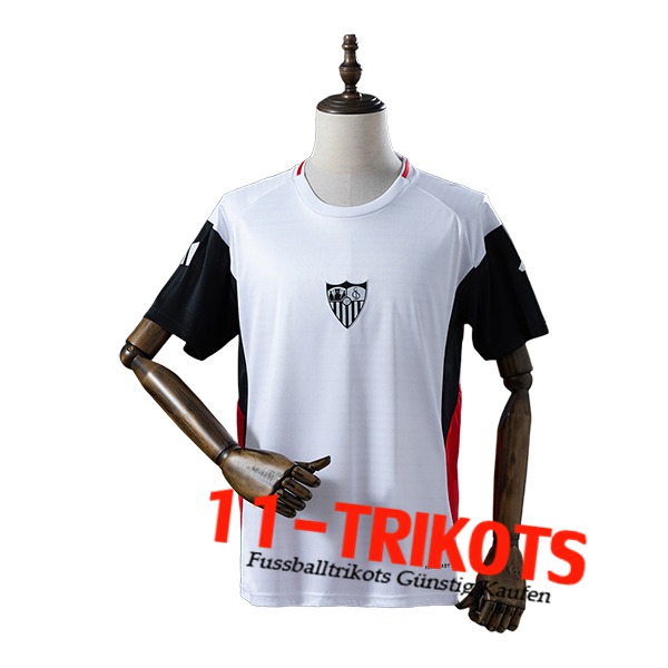 Sevilla FC Training T-Shirt Weiß/Schwarz/Rot 2025/2026