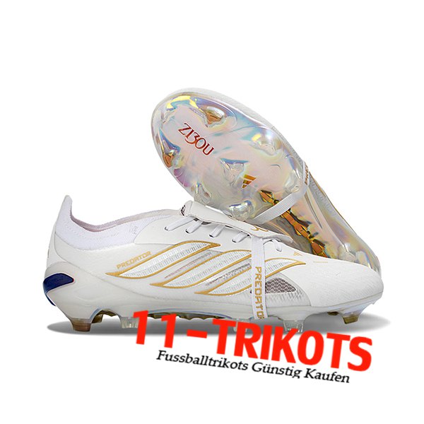 Adidas Fussballschuhe 26 Predator Elite Tongue FG Weiß/Gelb