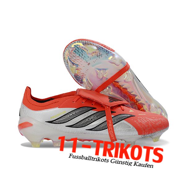 Adidas Fussballschuhe 26 Predator Elite Tongue FG Weiß/Orange/Grau