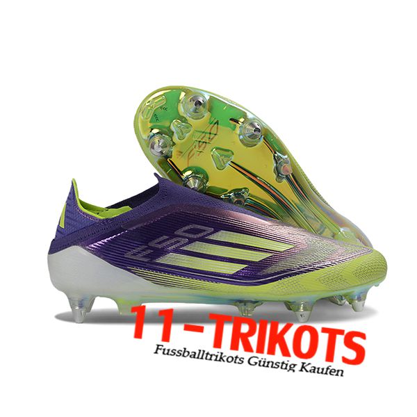 Adidas Fussballschuhe F50 Elite Laceless SG lila/Grün -04 Adidas Fussballschuhe F50 Elite Laceless SG lila/Grün -04