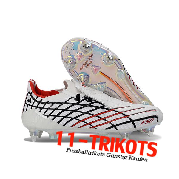 Adidas Fussballschuhe F50 Elite SG Weiß/Schwarz/Rot Adidas Fussballschuhe F50 Elite SG Weiß/Schwarz/Rot