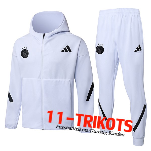 Ajax Trainingsanzug Mit Kapuze Trainingsjacke Windbreaker Weiß/Schwarz 2025/2026
