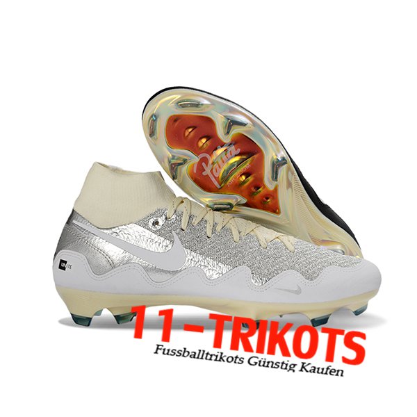 Nike Fussballschuhe Air Zoom Mercurial Superfly IIX Elite FG Weiß/Grau