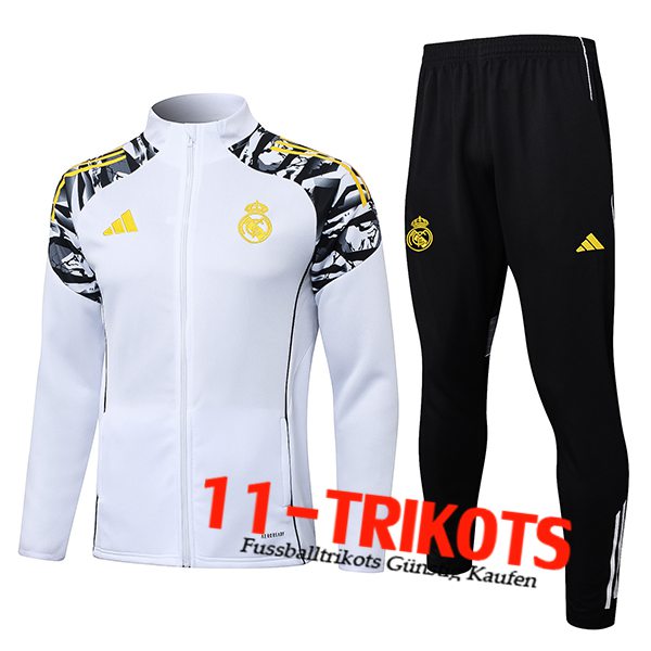 Real Madrid Trainingsanzug jacke Weiß/Schwarz/Gelb 2025/2026