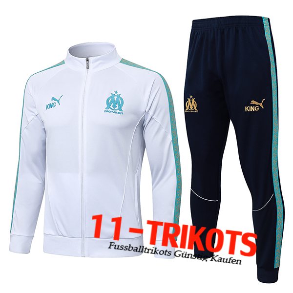 Marseille Trainingsanzug jacke Weiß/Grün 2025/2026 Marseille Trainingsanzug jacke Weiß/Grün 2025/2026
