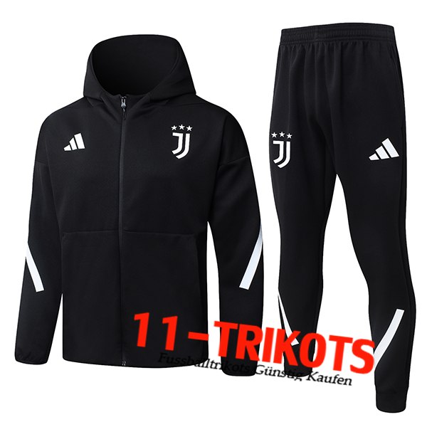 Juventus Trainingsanzug Mit Kapuze Trainingsjacke Windbreaker Schwarz/Weiß 2026/2027