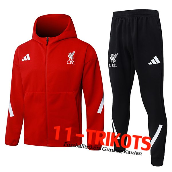 FC Liverpool Trainingsanzug Mit Kapuze Trainingsjacke Windbreaker Rot/Weiß 2025/2026