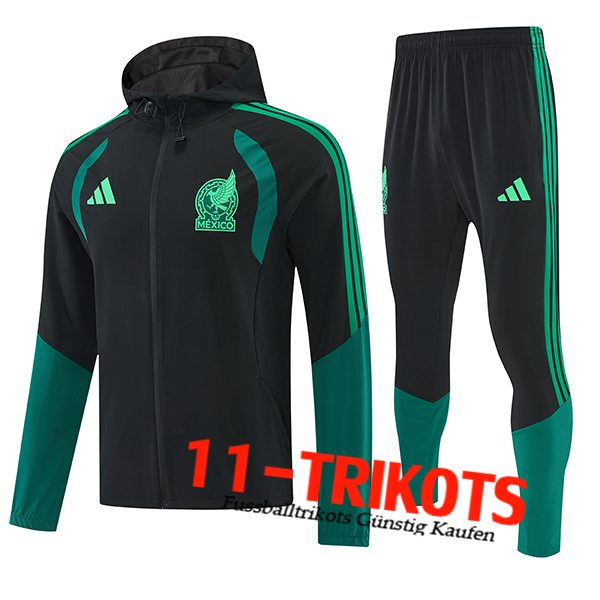 Mexiko Trainingsanzug Mit Kapuze Trainingsjacke Windbreaker Schwarz/Grün 2026/2027