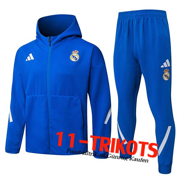 Real Madrid Trainingsanzug Mit Kapuze Trainingsjacke Windbreaker Blau 2025/2026